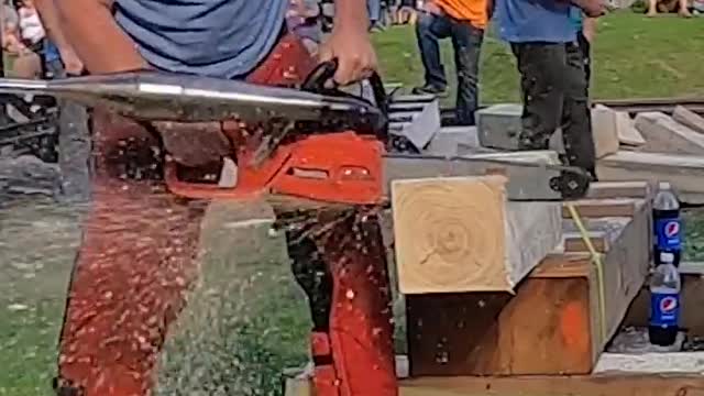 Crazy fast chainsaw incredible skills