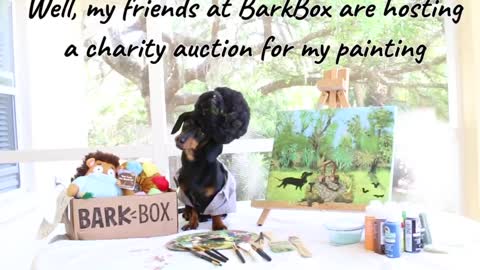 Dog Ross Returns - Paints Scenic Backyard for Charity Auction