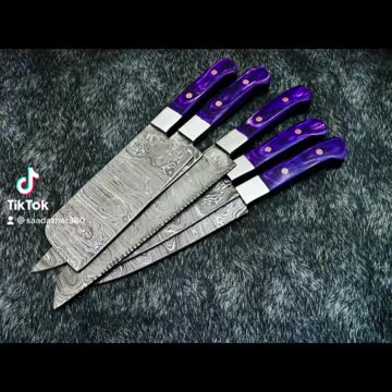 Damascus steel kitchen knives set
