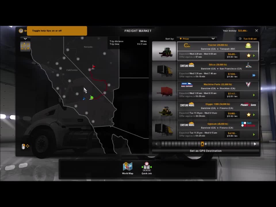 Best way to Pick Jobs in American Truck Simulator