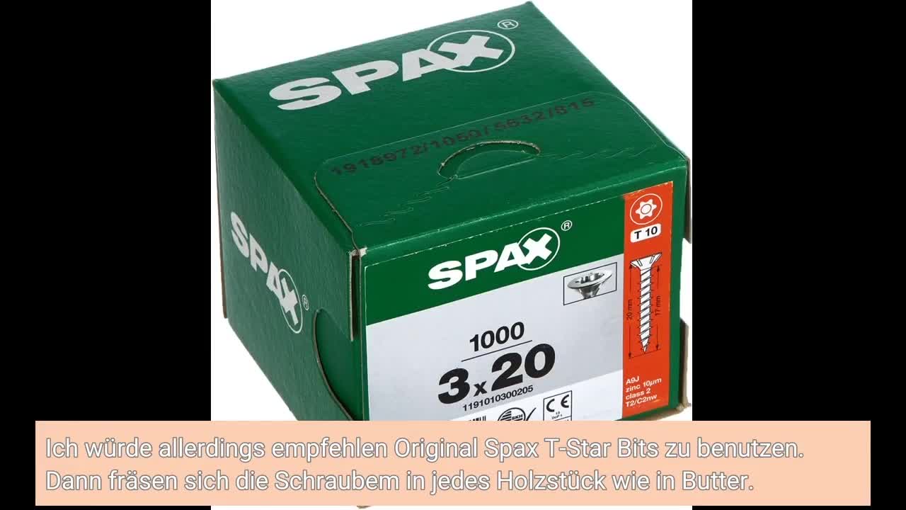 SPAX Universalschraube, 5,0 x 80 mm, 200 Stück, T-STAR plus, Senkkopf, Teilgewinde