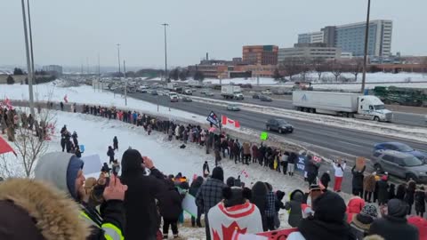 Convoy Rolling through Toronto against the covid vax mandate