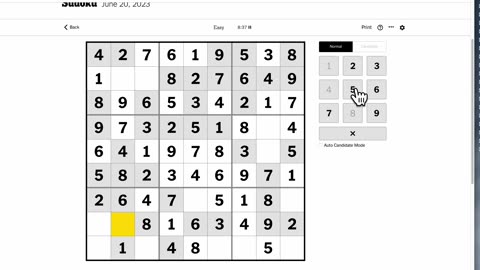 Sudoku 2023-06-20 easy. Featuring my wife :)