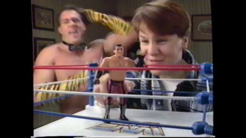 1986-wwf commercial-Brutus beefcake on his knees laughing & posing