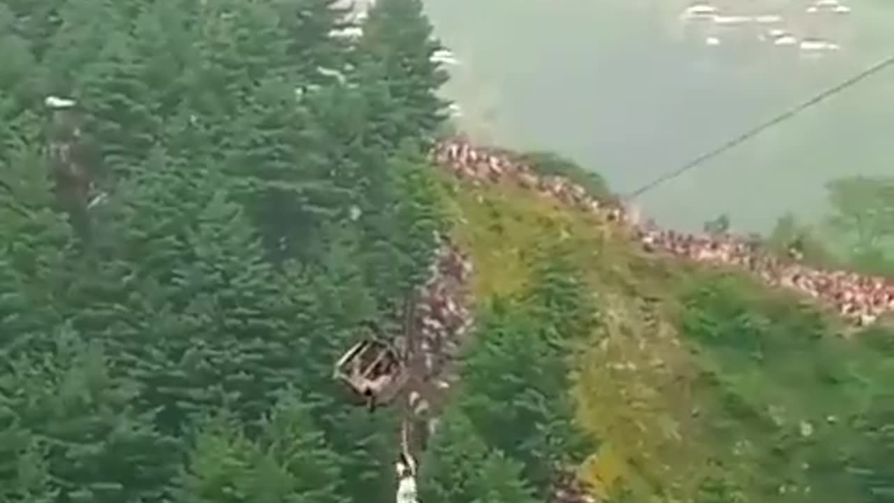 Batgram chair lift rope brake at 2000 meters height also underneath river is flowing
