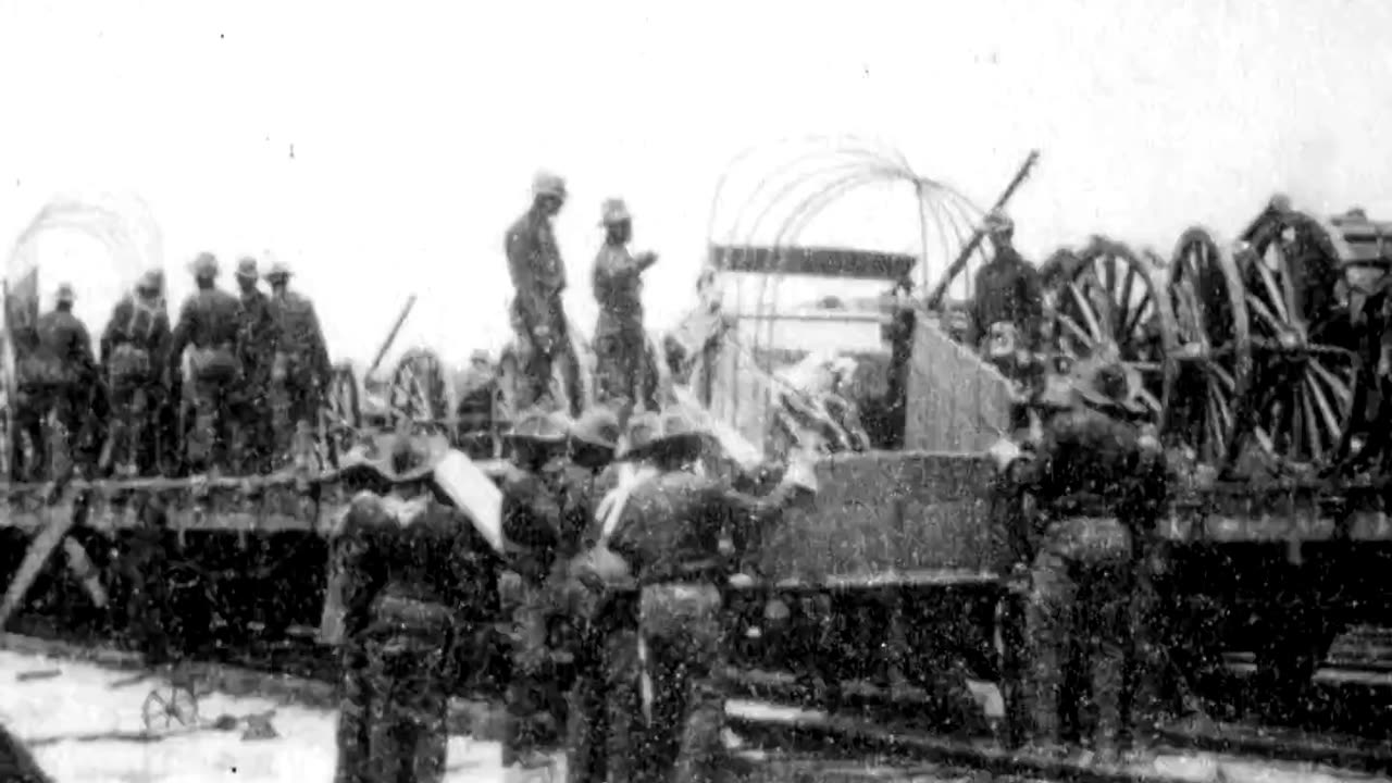 U.S. Cavalry Supplies Unloading At Tampa, Florida (1898 Original Black & White Film)