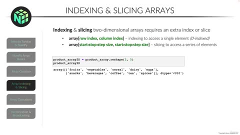 Indexing & Slicing Arrays video 9