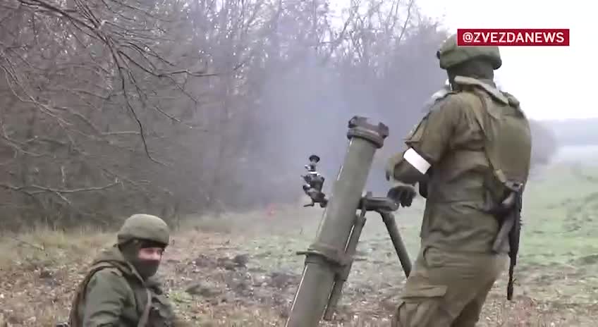 Donbass. Footage of 2B11 mortar crews operating in the Zaporizhzhya direction.