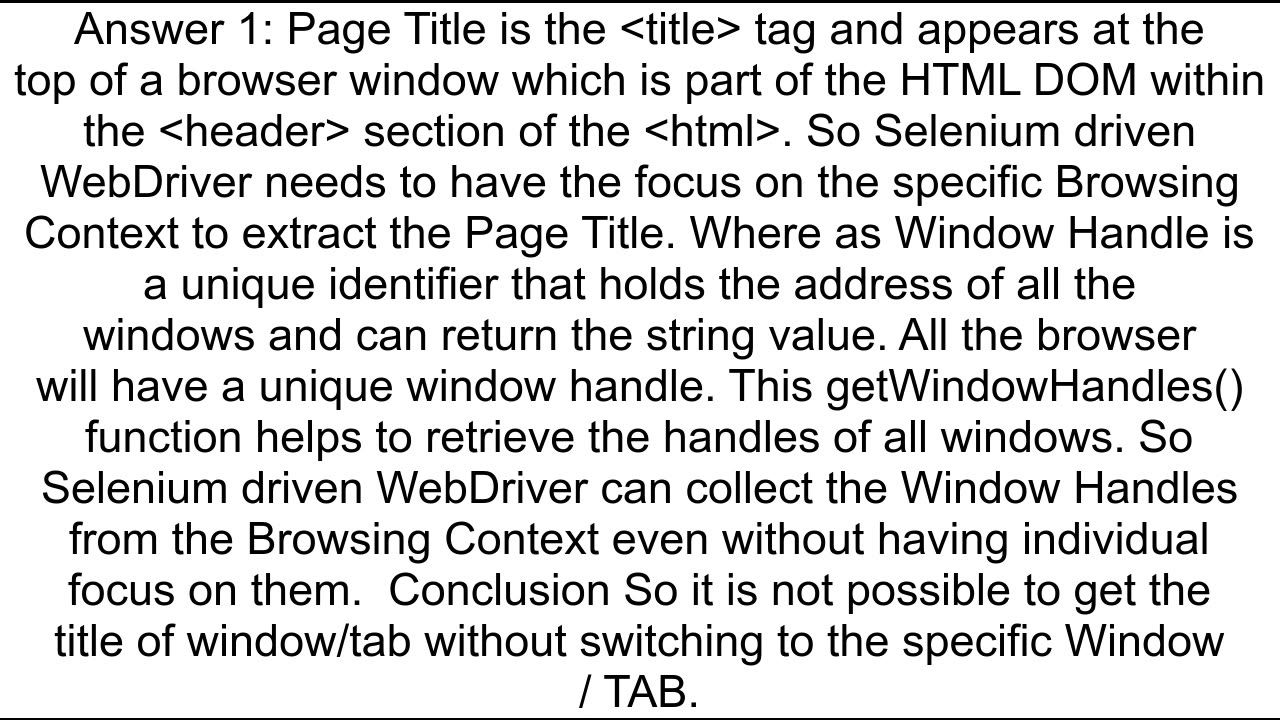 Get title of window without switching in selenium webdriver