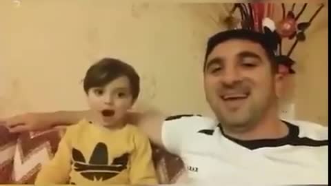 son copies dady's weird laughing...