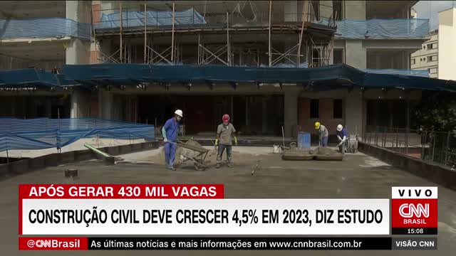 Após gerar 430 mil novas vagas, construção civil deve crescer 4,5% em 2023, diz estudo | VISÃO CNN