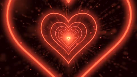 116. Heart Tunnel🧡Orange Heart Background Neon Heart Background Video