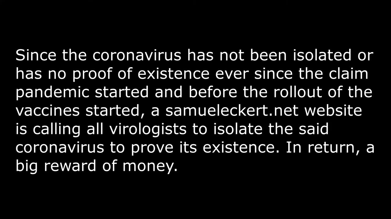 samueleckert.net offering 1.5m euros for proof of isolation of the COVID virus (Until now unearned)