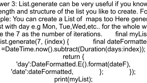 Process of Listgenerate Constructor in Dart