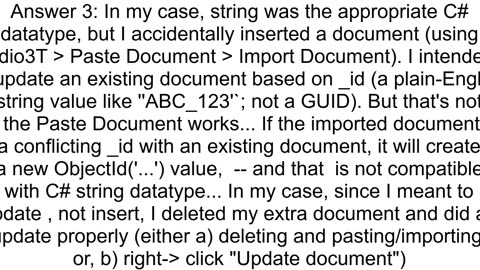 Cannot deserialize string from BsonType ObjectId in MongoDb C