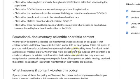 COVID-19 medical misinformation policy