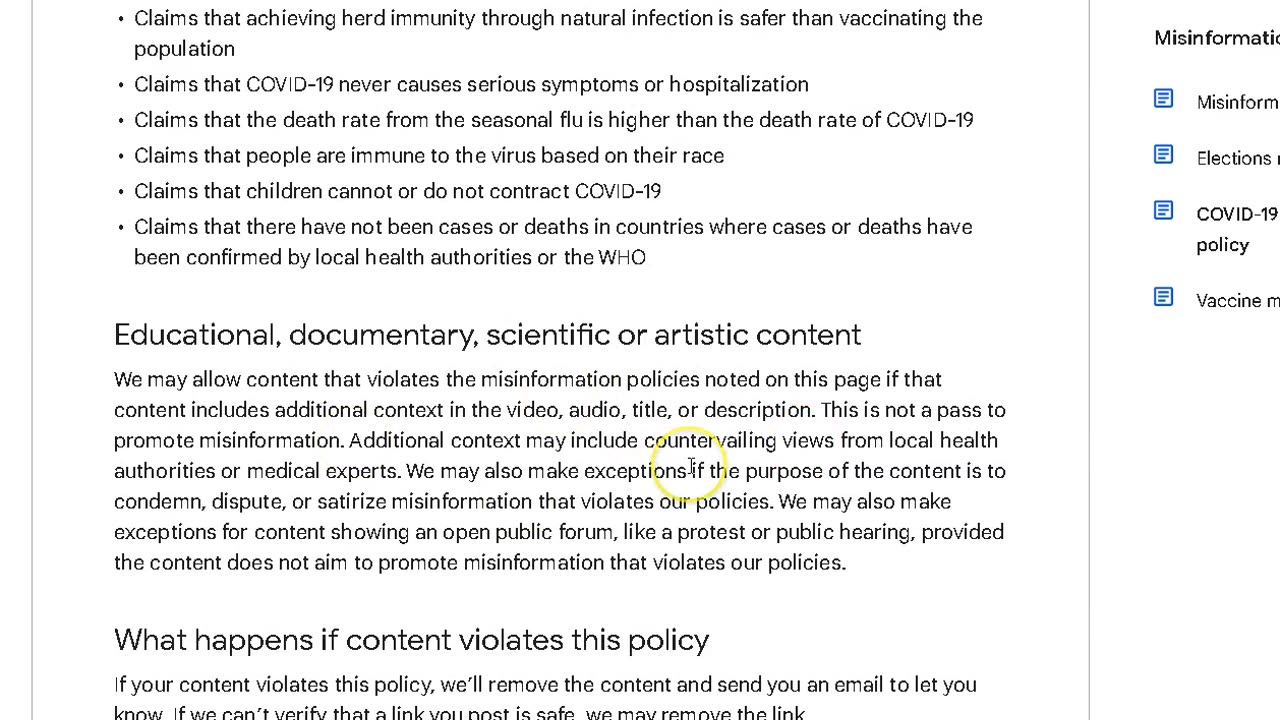 COVID-19 medical misinformation policy