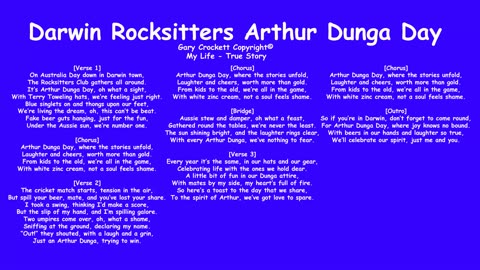 Darwin Rocksitters Arthur Dunga Day