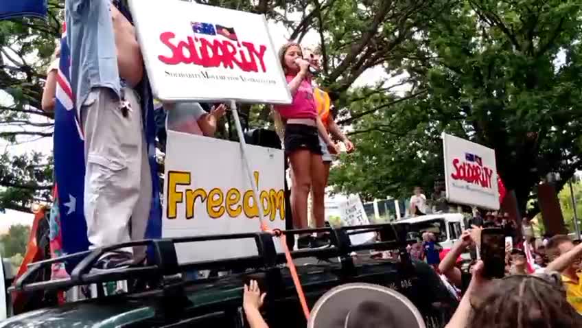 HUGE Australian Protests - Young Girl Leading the way to FREEDOM
