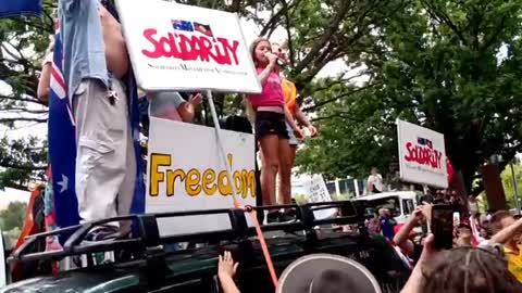 HUGE Australian Protests - Young Girl Leading the way to FREEDOM