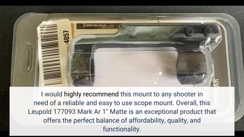Honest Comments: Leupold 177093 Mark Ar 1" Matte