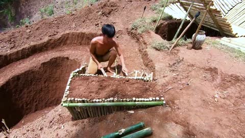 Build Swimming Pool Water Slide Around Secret Underground House