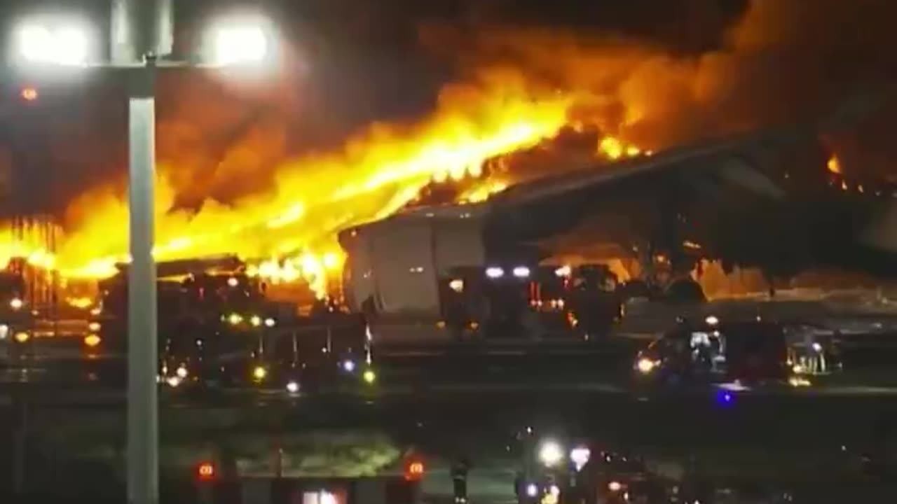 Huge Explosion as Japanese Airline Collides With Coast Guard Aircraft During Landing