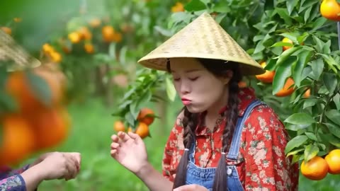 Orange for all food - Fruit picking, lunch with family and the Great taste with stunning nature