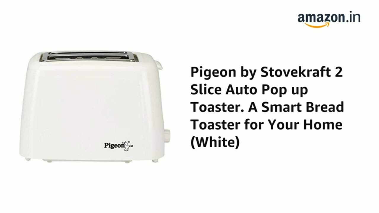 Pigeon 2 Slice Auto Pop up Toaster. A Smart Bread Toaster for Your Home (750 Watt)