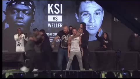 KSI Gets* Body Pushed"by Joe Weller During Press
