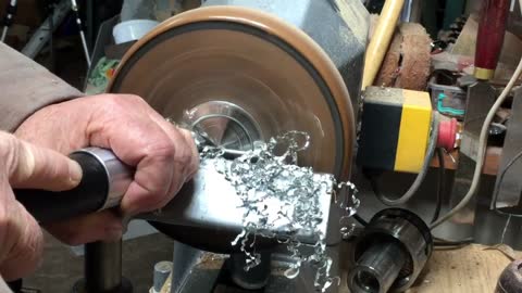 woodturning a pewter shavings dish7