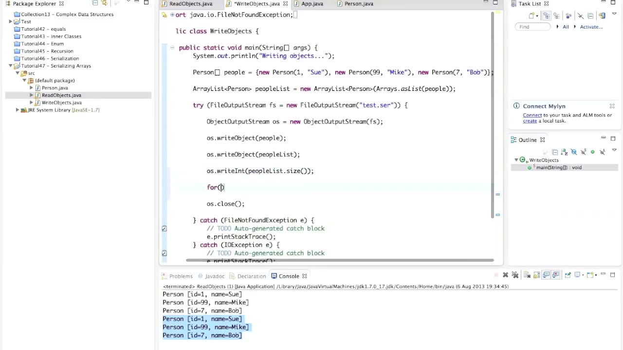 Learn Java Tutorial for Beginners, Part 47: Serializing Multiple Objects