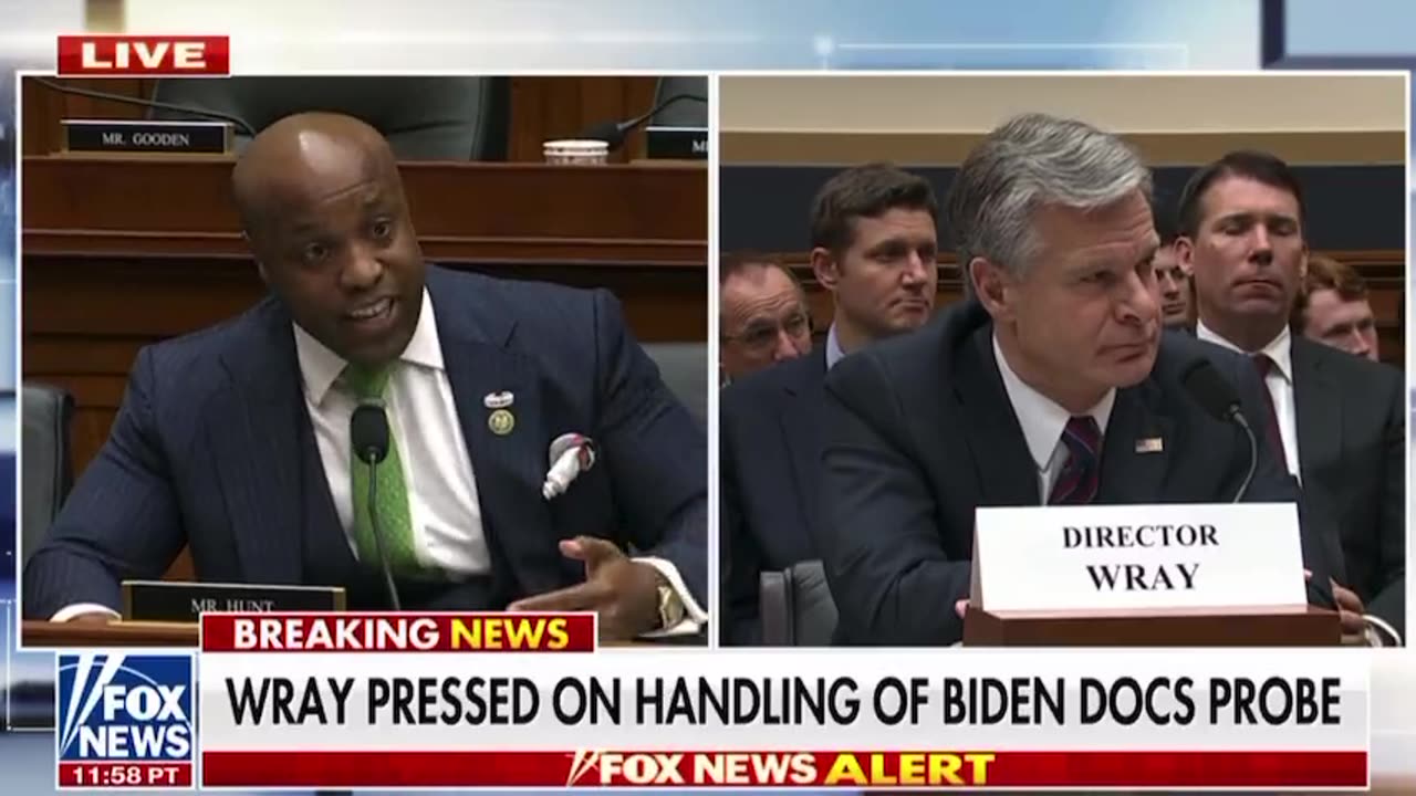 Rep Wesley Hunt grills Dir. Wray about Classified Docs Investigation.