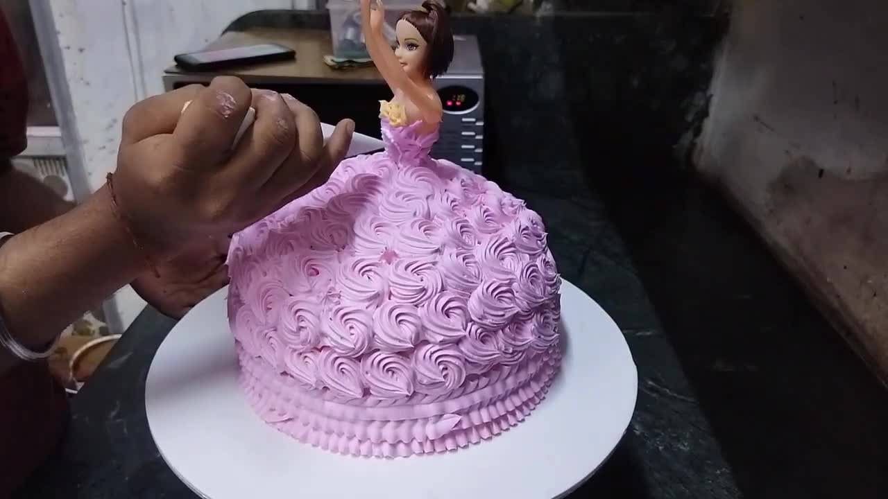 Barbie Doll Cake _ Pink Colour Doll Cake _ Full Tutorial _ 2Kg Barbie Doll Cake