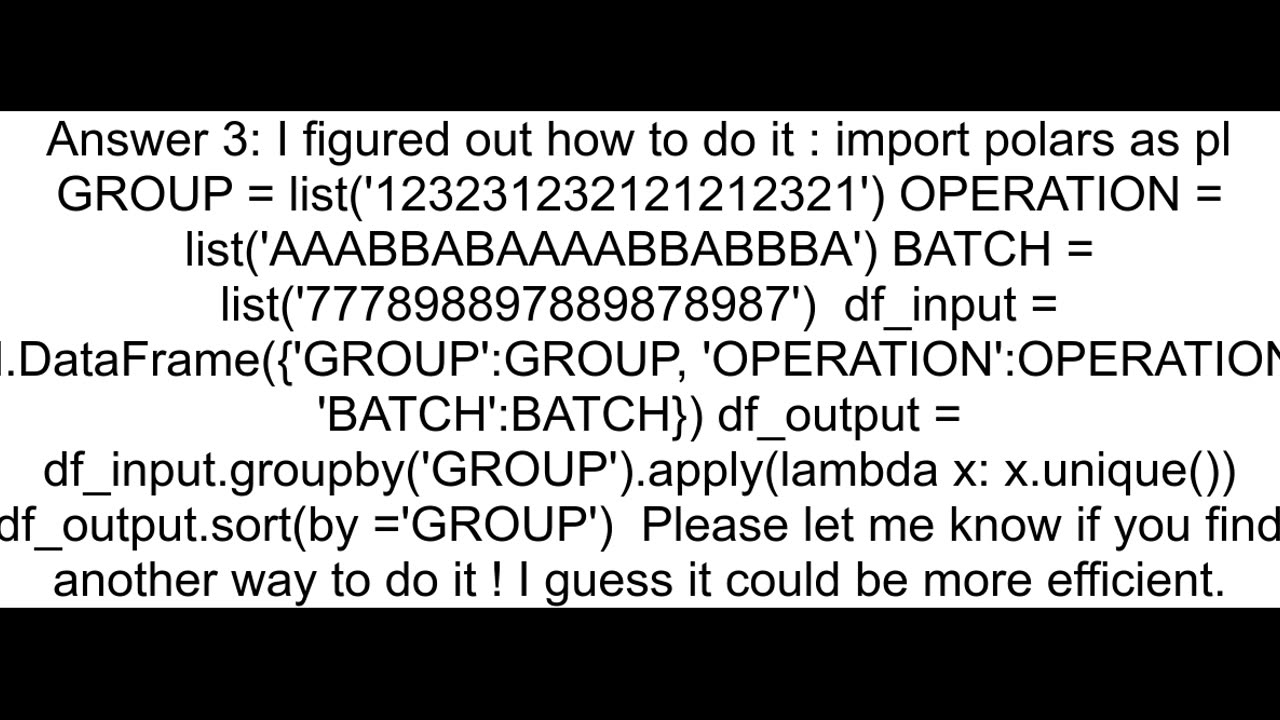 polars equivalent of pandas groupbyapplydrop_duplicates