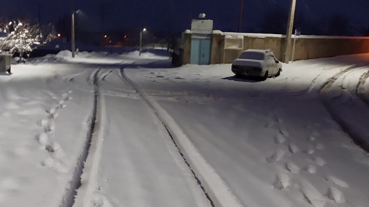 Snow walk at night