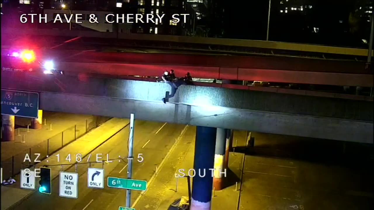 Seattle Police Stop Man From Jumping Off Overpass