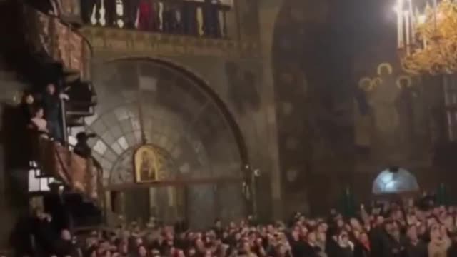 Footage from the Church of Kiev-Pechersk on New Year's Eve.