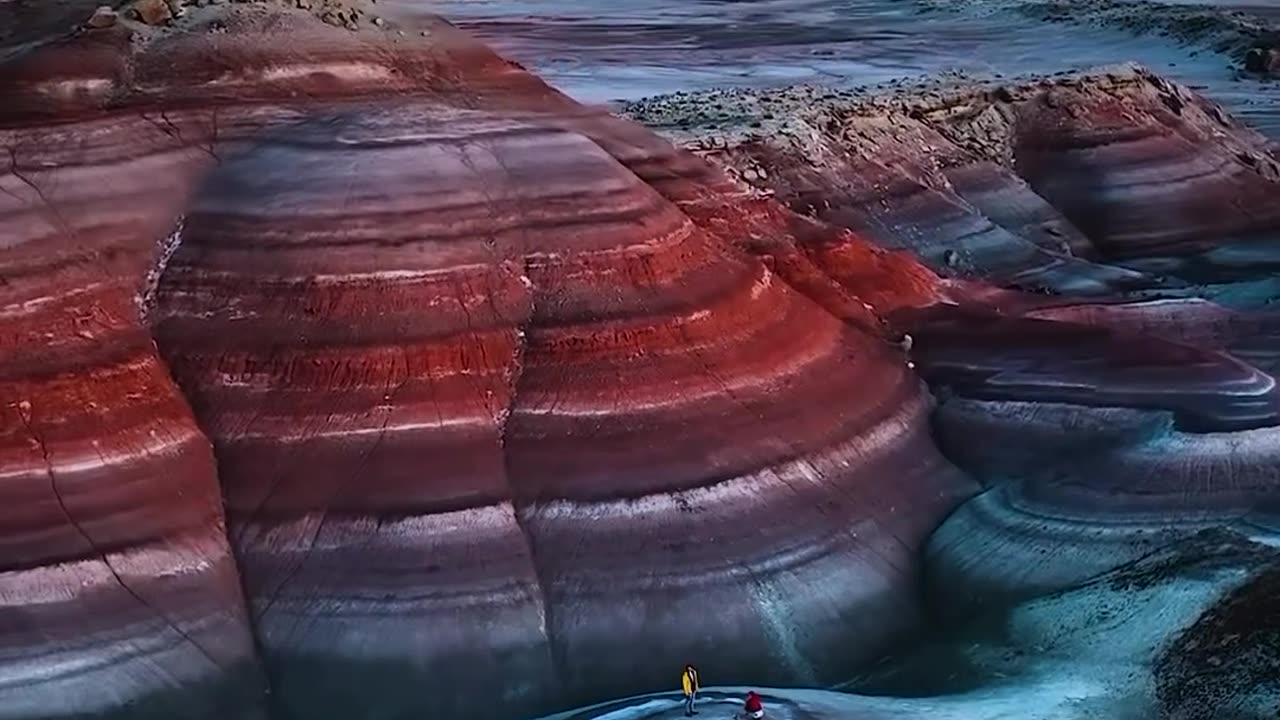 Bentonite Hills in the state of Utah have a special color due to successive layers of volcanic ash