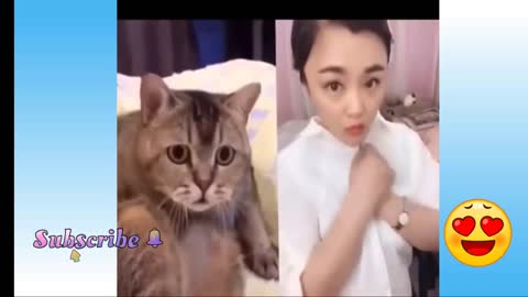 Cats 💑 & Cute Girl compilation