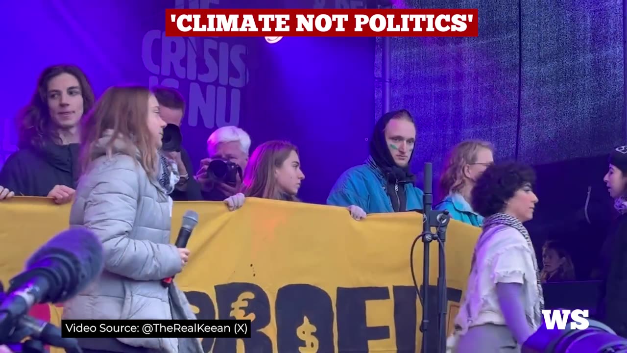 A climate activist interrupts Greta Thunberg’s speech