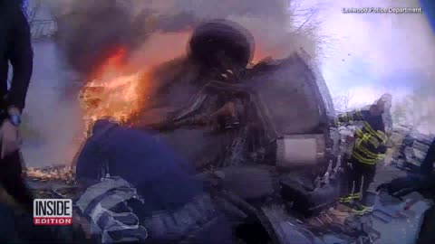 Rescuers Pull Driver Out of Flaming Car After It Crashed