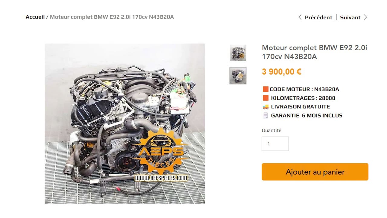 Moteur complet BMW E92 2.0i 170cv N43B20A