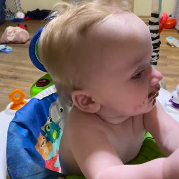 Twin B gets chocolate for first time