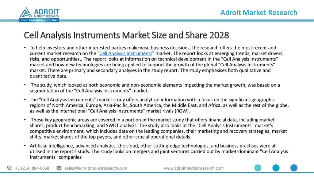 Cell Analysis Instruments Market Share Report,Industry Trends Outlook 2028