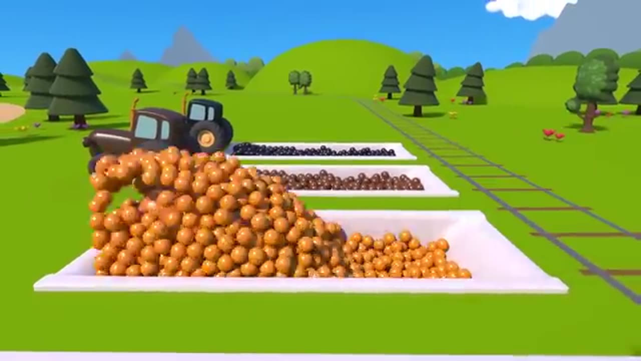 Kitten Korte - Multi-coloured tractors - New educational cartoons - Learn colours!