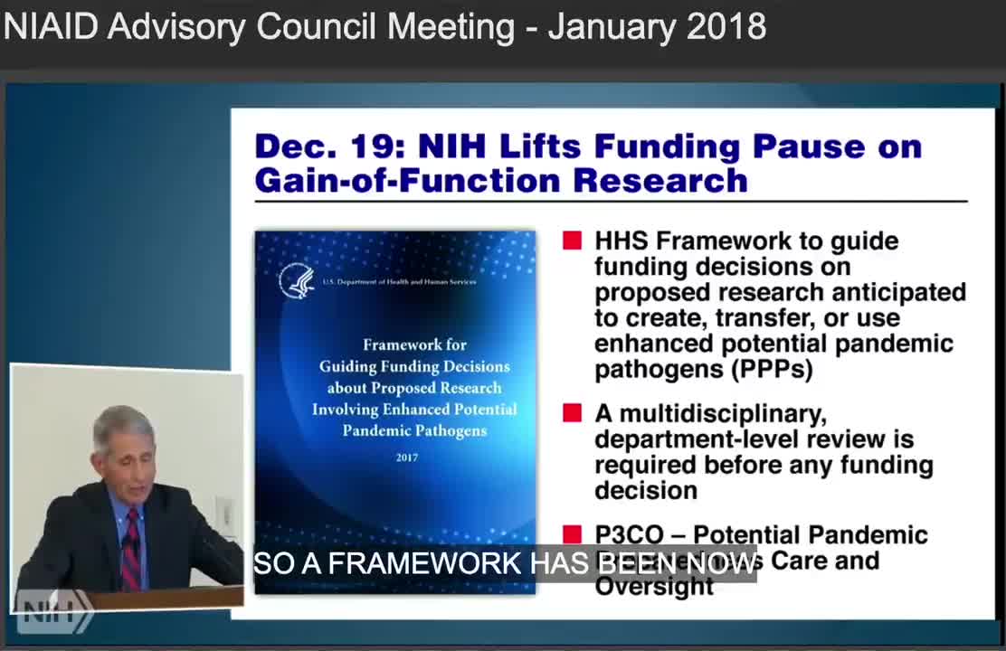 [1.29.18] Fauci: "NIH Lifts Funding Pause on Gain-Of-Function Research"