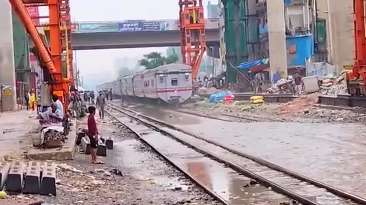 Express Train Running in Water