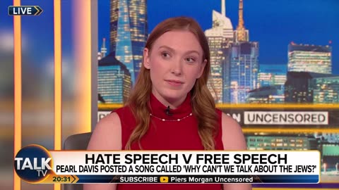 Piers Morgan challenges influencer Pearl Davis for posting a video of herself singing about Hitler.