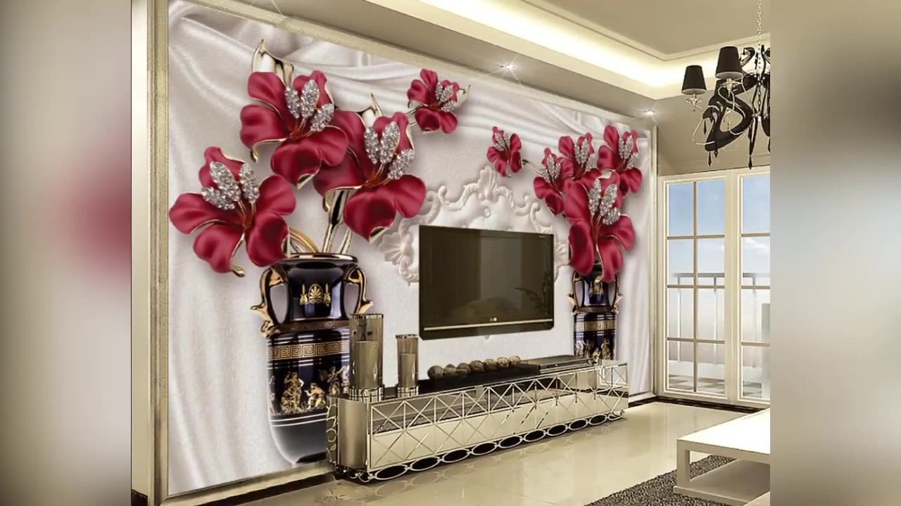 Custom Photo Wallpaper 3D European Style Jewelry Flower Living Room